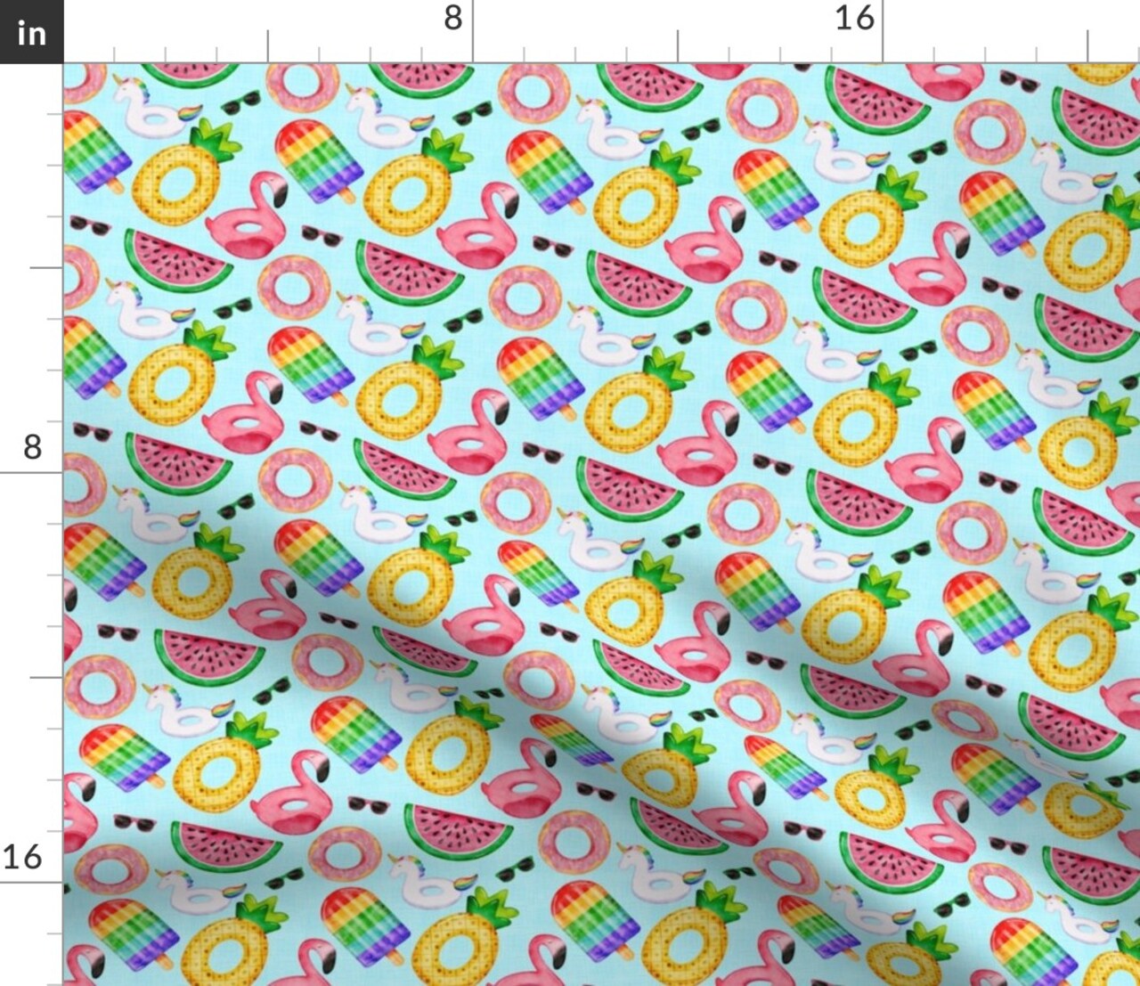 Summer Flamingo Watermelon Popsicle Pool Pineapple Unicorn Custom Printed Fabric by Spoonflower Various Fabrics by the Yard or Fat Quarter